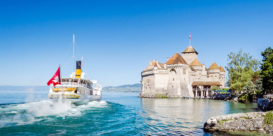 Vintage Paddle Steamer to Chillon Castle